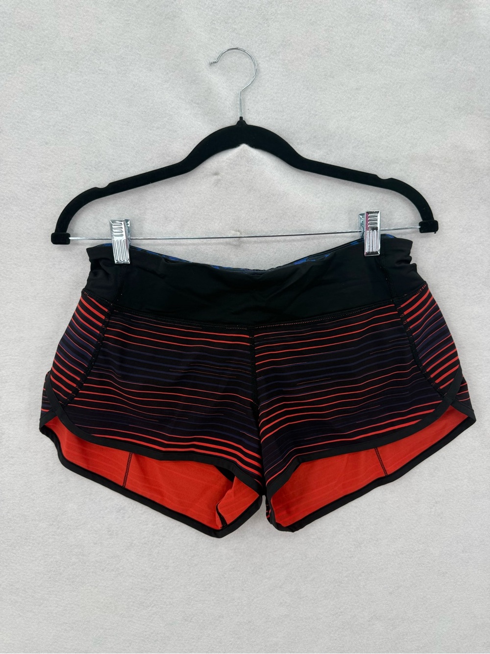 lululemon athletica Black with Red & Navy Striped Athletic Shorts